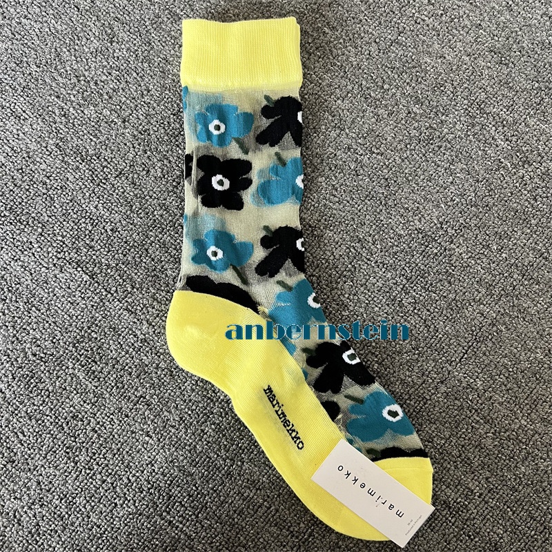 Tide Socks Marimekko Plants Flowers Printed Socks Ultra-Thin Tube Glass Socks - Picture 65 of 65