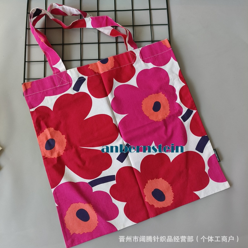 Tote Bag Marimekko Ladies Flower Canvas Bag Large Capacity Portable Shopping Bag - Picture 20 of 30