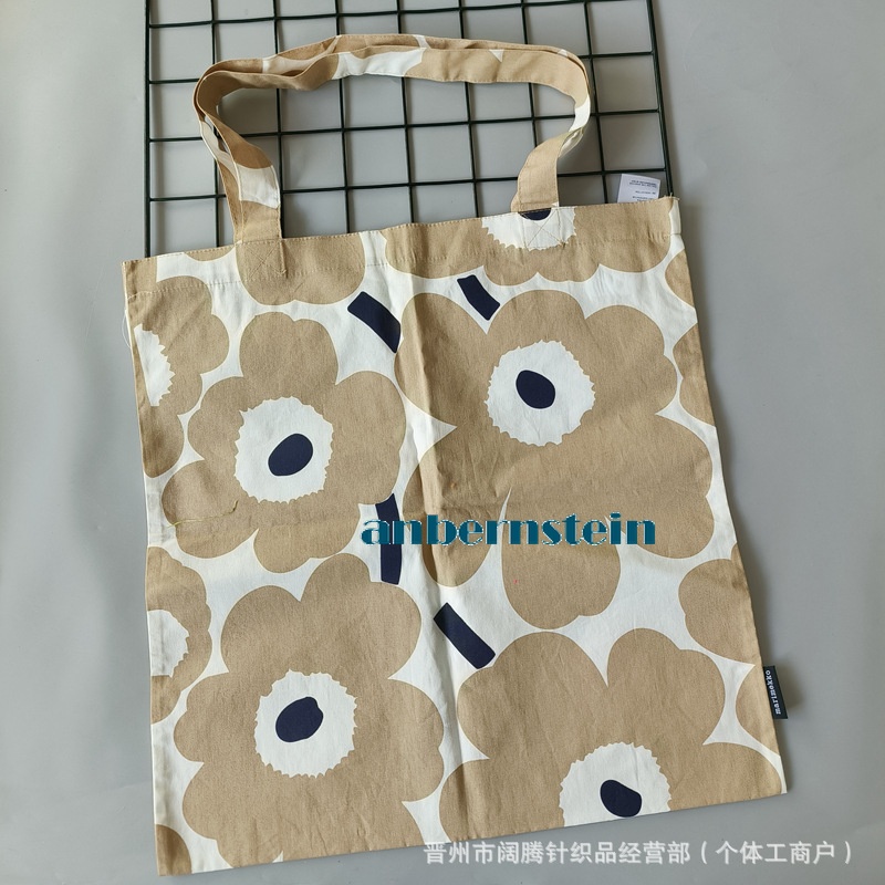 Tote Bag Marimekko Ladies Flower Canvas Bag Large Capacity Portable Shopping Bag - Picture 22 of 30