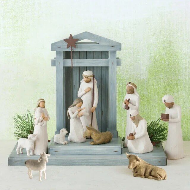 Decor Willow Tree Nativity Figures Set Statue Hand Painted Xmas Festival Gift - Picture 10 of 17