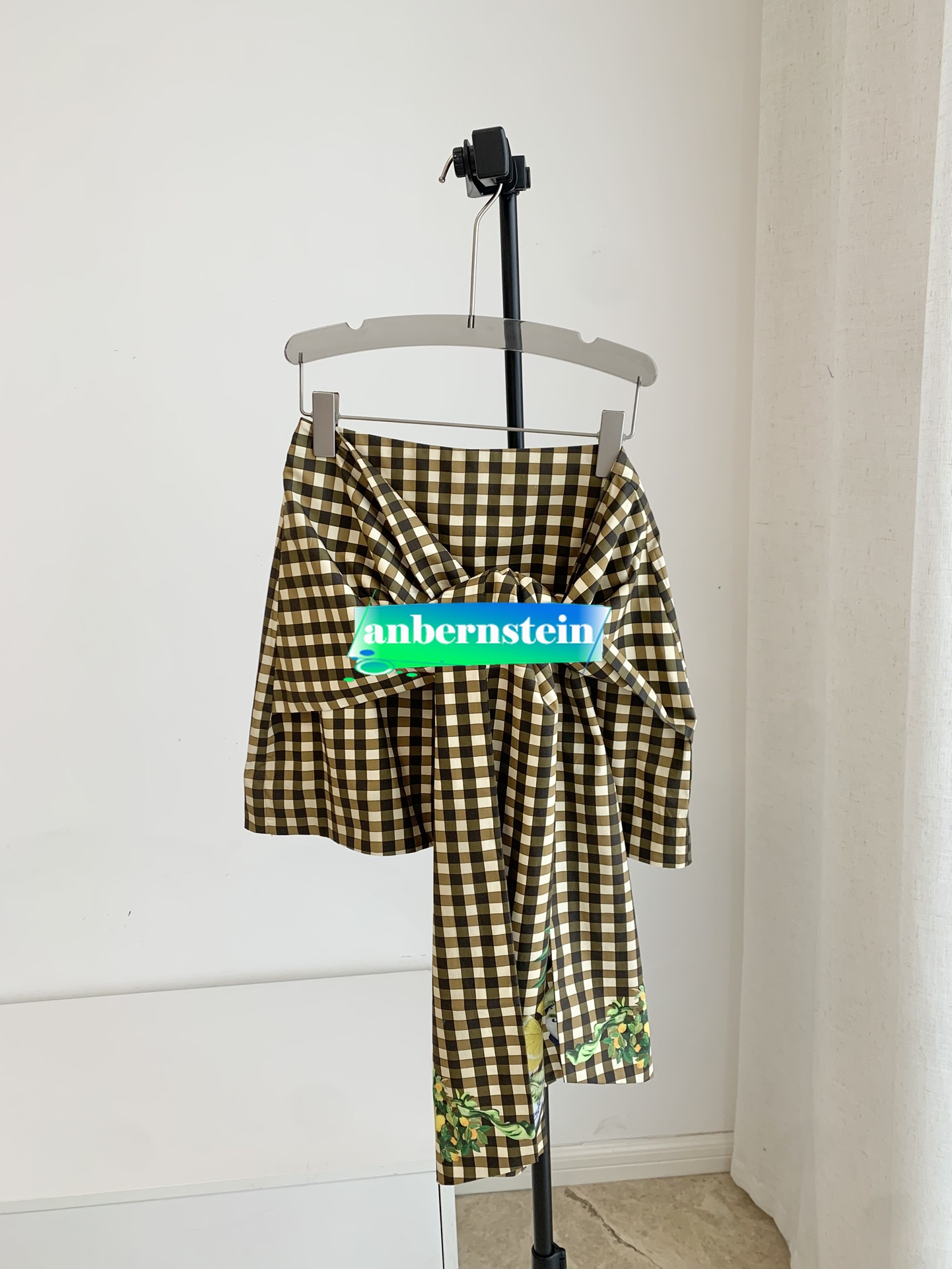 Alemais Lemon Coffee Embroidered Plaid Lapel Casual Shirt+Overskirt Suit Woman - Picture 19 of 20