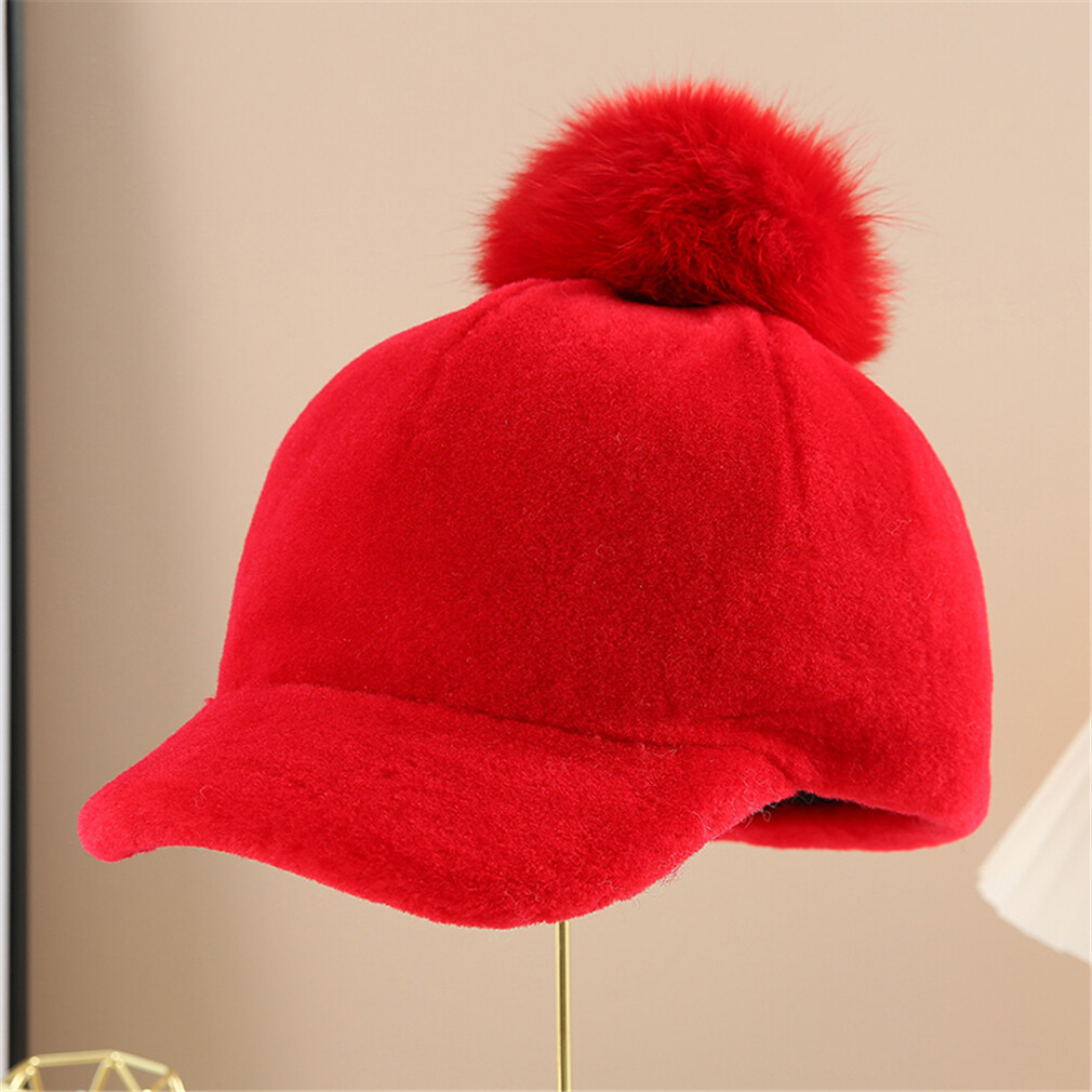 100% Women's Real Sheep Shearing Fur Hat Thicken Warm Baseball Cap Winter - Picture 10 of 14