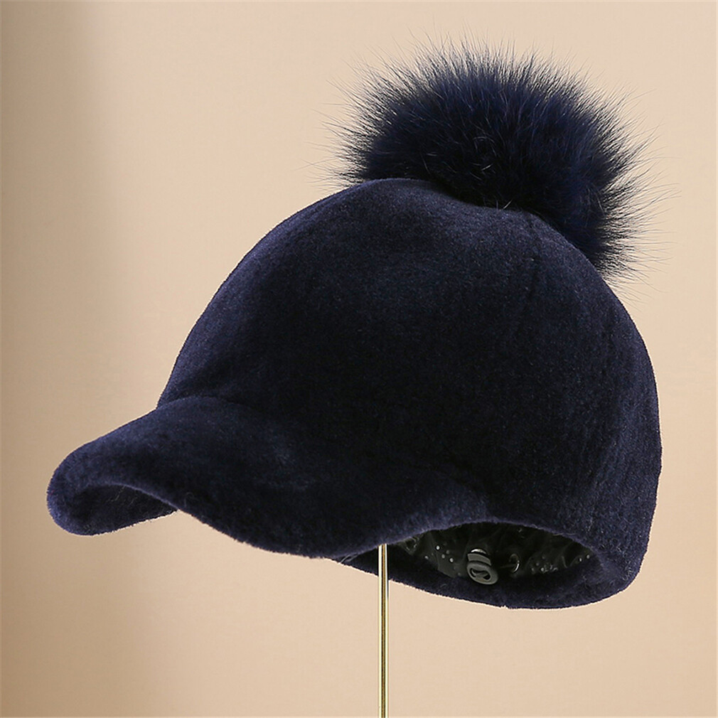 100% Women's Real Sheep Shearing Fur Hat Thicken Warm Baseball Cap Winter - Picture 11 of 14