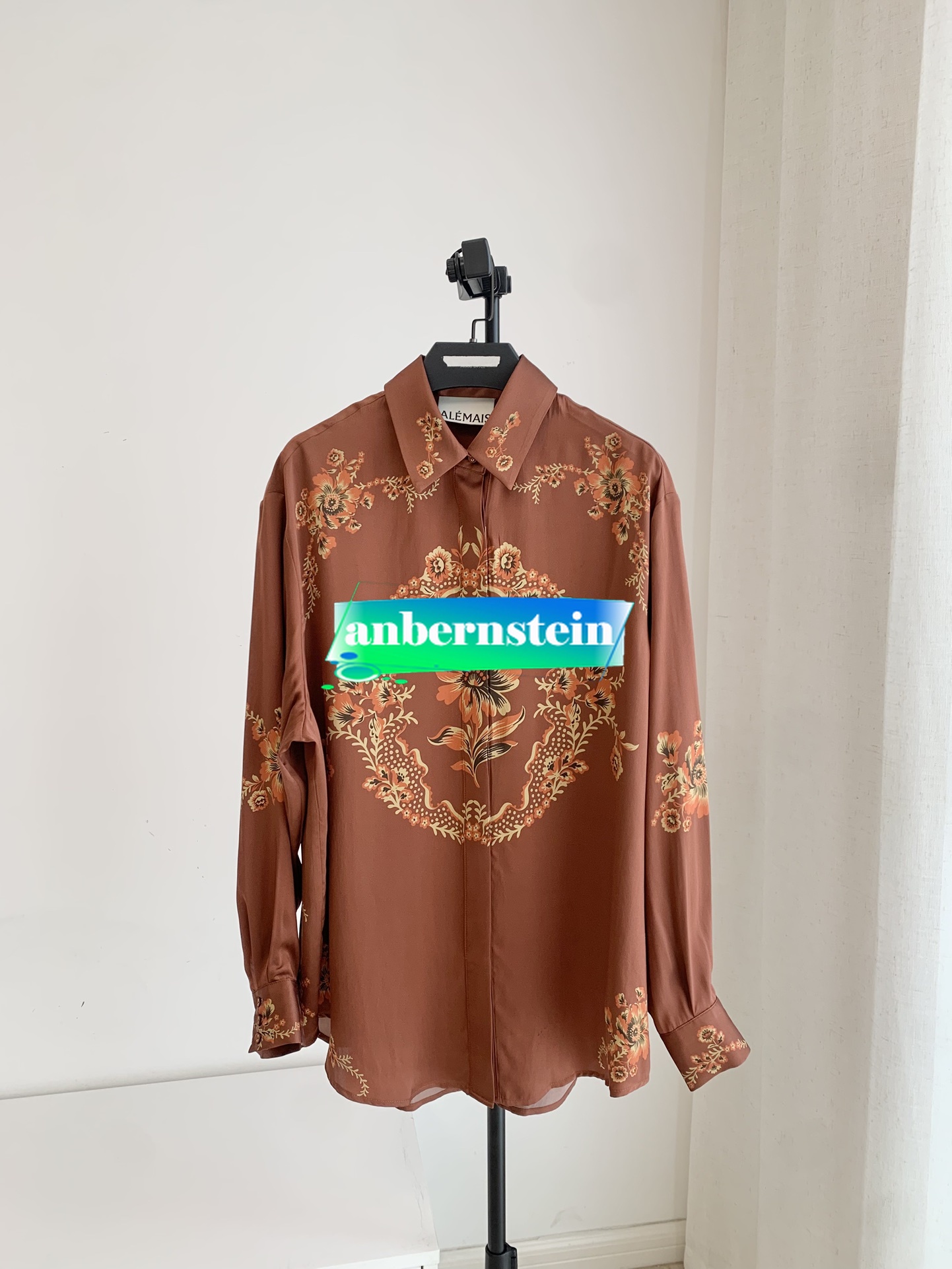 Alemais Seraphine bedrucktes Kurzarm Hemd + Hosenanzug Ramie Kaffee Kleid - Bild 25 von 43