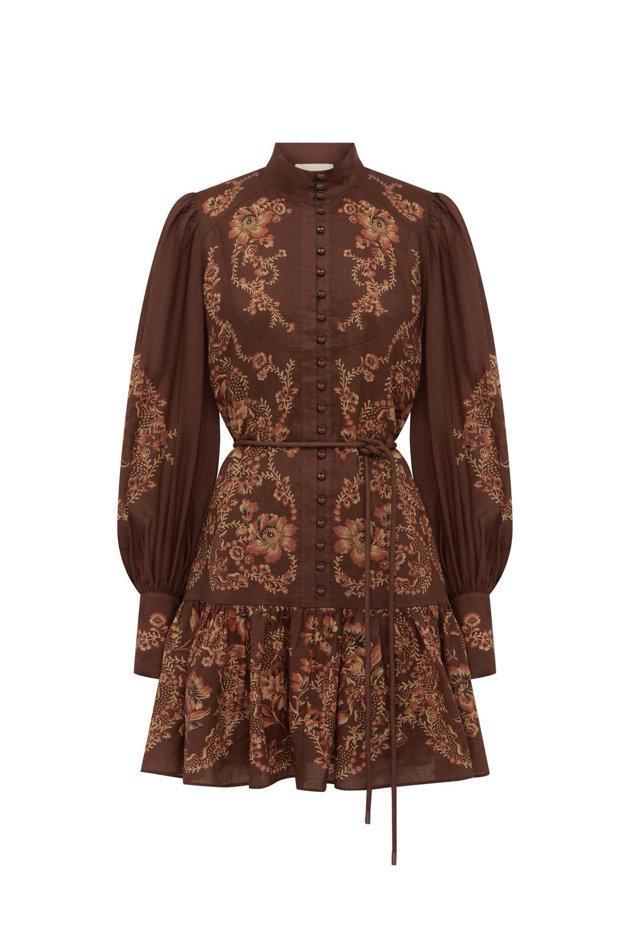 Alemais Seraphine bedrucktes Kurzarm Hemd + Hosenanzug Ramie Kaffee Kleid - Bild 33 von 43