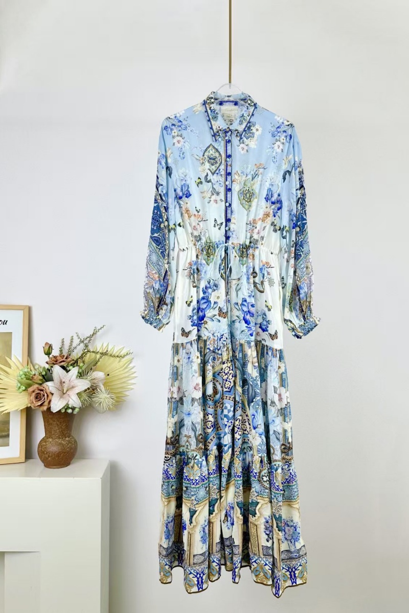 CAMILLA Damen Kleid Urlaubsstil Blumen Seide kurzer Rock Baumwolle langer Rock - Bild 6 von 7