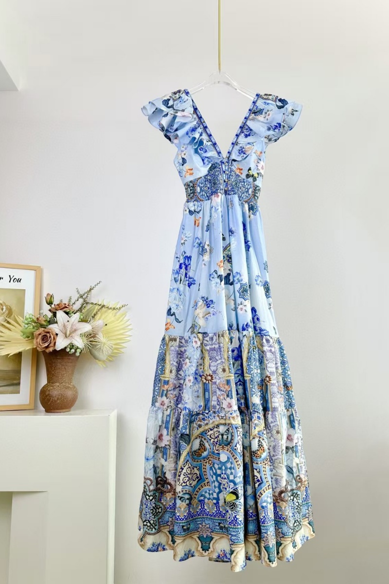 CAMILLA Damen Kleid Urlaubsstil Blumen Seide kurzer Rock Baumwolle langer Rock - Bild 7 von 7