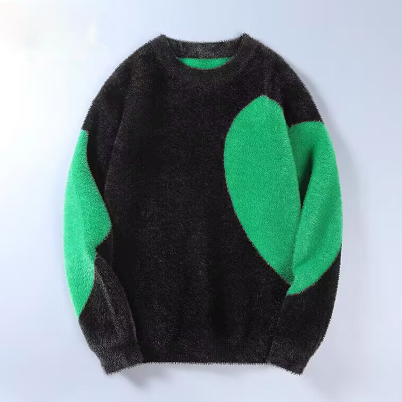 Men's Faux Mink Fur Pullover Sweater Warm Loose Winter Fashion Casual Sweaters - Picture 5 of 6