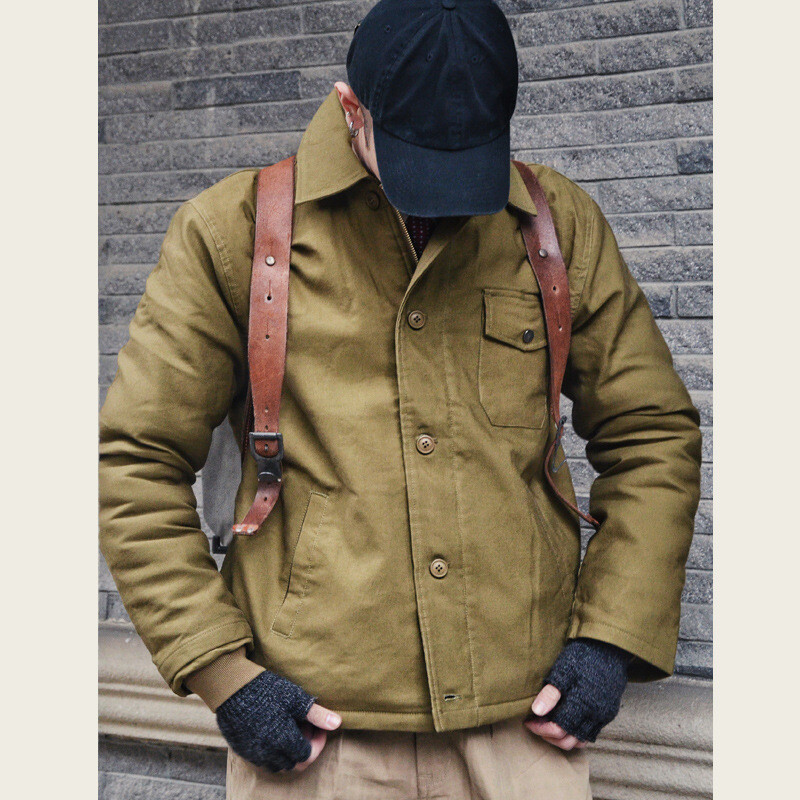 Military US Navy A2 Deck Jacket Men Amekaji Wear Winter Thicken Warm Fleece Coat - Picture 19 of 20