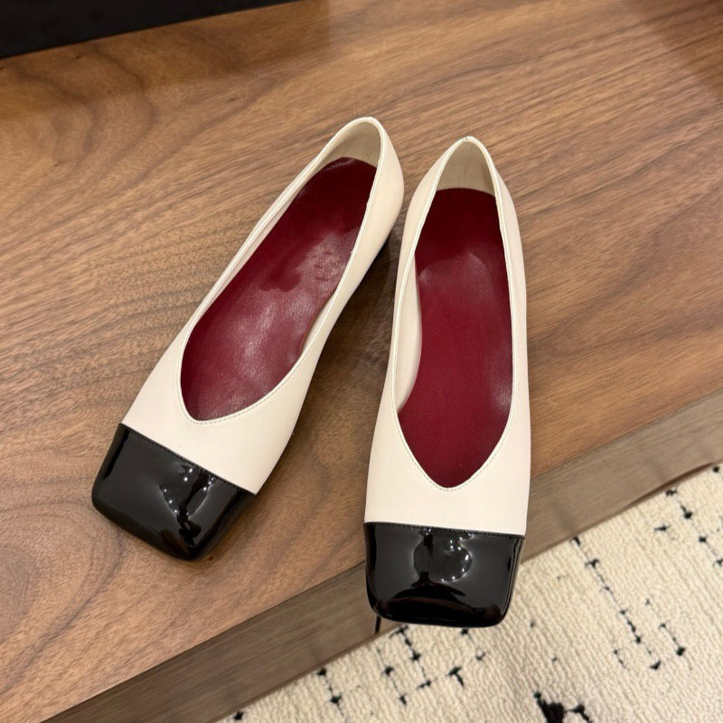 Color Matching Square-Headed High-Heeled Shoes Baotou Thick-Heeled Women’s 35-41