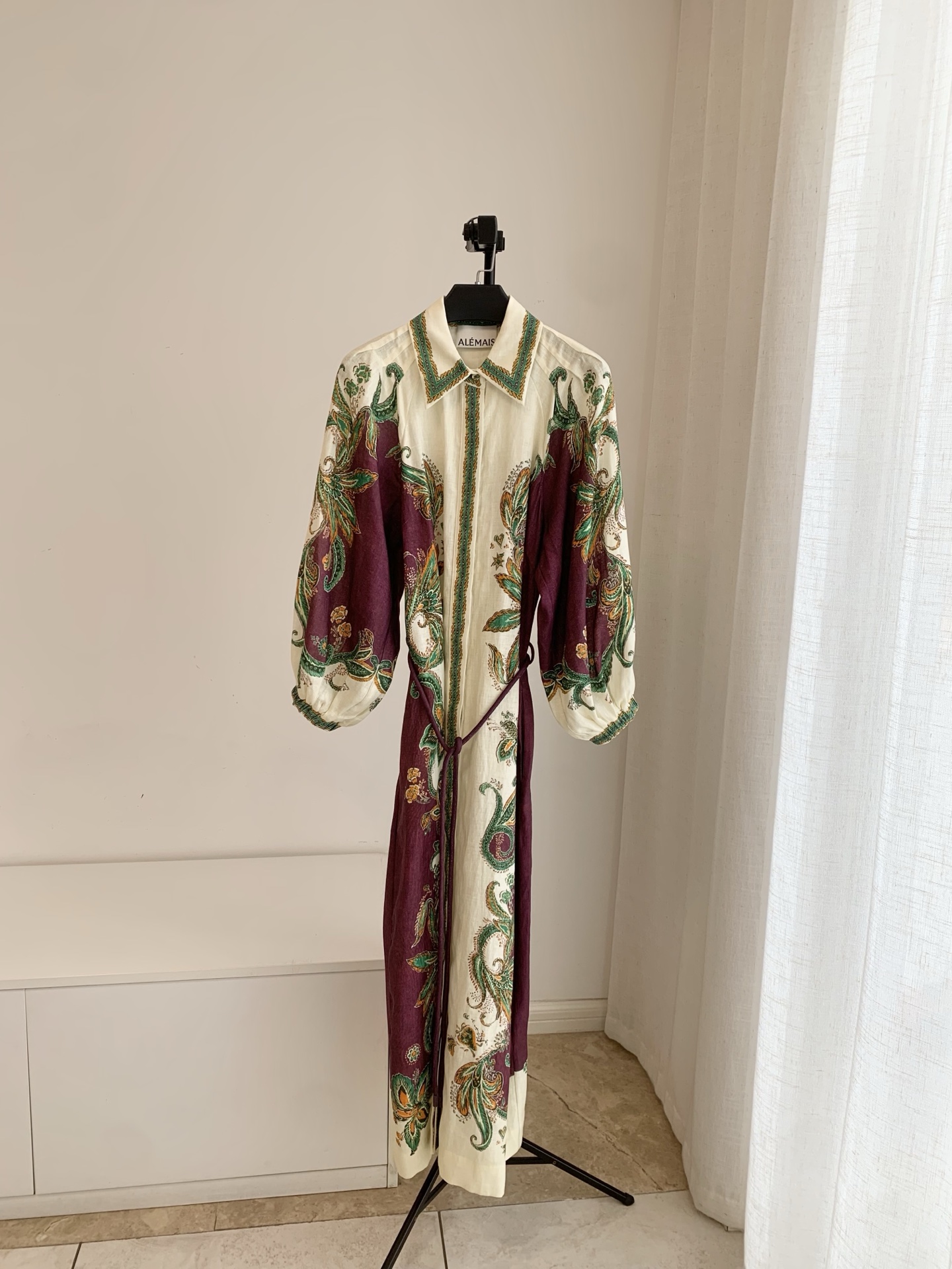 Alemais linen printed long-sleeved shirt dress 2026 summer casual long women new