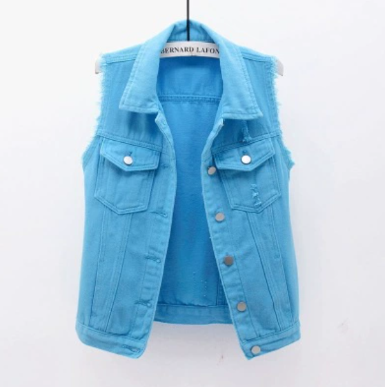 Women's Waistcoat Denim Vest Multicolor Ladies Denim Sleeveless Vest Jacket! - Picture 25 of 25
