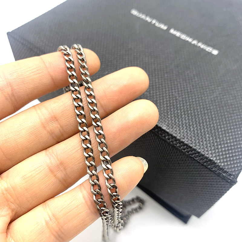 Pure Titanium Anti-allergy Necklace 2.2mm 3.5mm 5.5mm Curb Chain 22'' 24'' 26'' - Picture 10 of 11