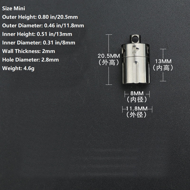 EDC TC4 Pill Case Holder Container Waterproof Keychain Pendant Gift