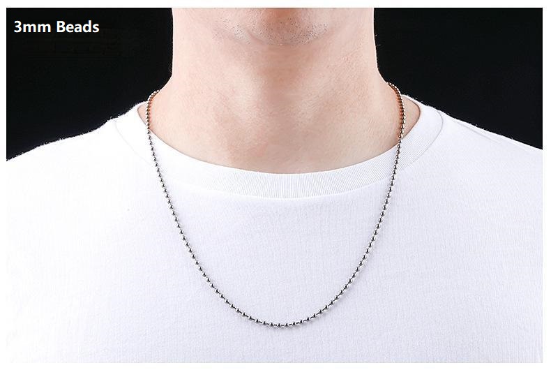 Pure Titanium Bead Ball Chain Necklace Men Women 25.6in Length 2.4mm 3.0mm Beads - Picture 15 of 15
