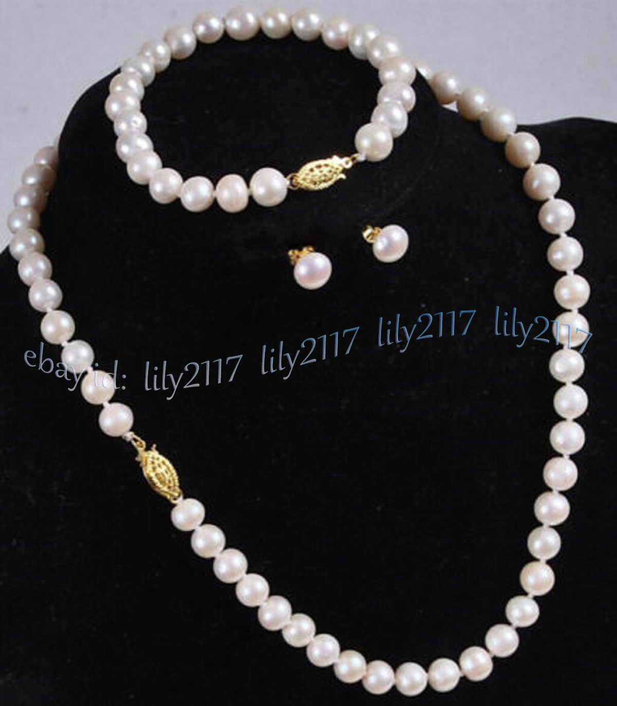 GAVONO Double Strands AAA+ 7-8mm Natural Akoya White Pearl Necklace 18 Inch 925s