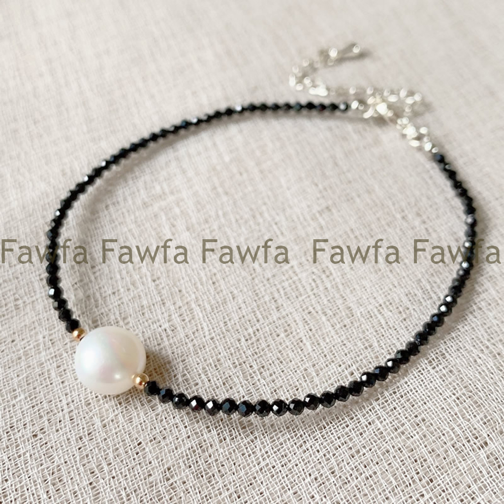 Faceted 3mm Round Black Spinel Gems Natural Freshwater Baroque Pearl Bracelet7.5 - Picture 9 of 11