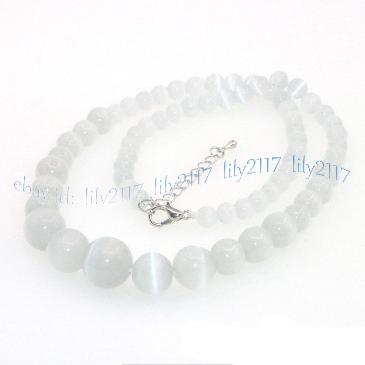 6-14mm Multicolor Mexican Opal Cat's Eye Gemstone Round Beads Necklace 14-36'' - Picture 20 of 31