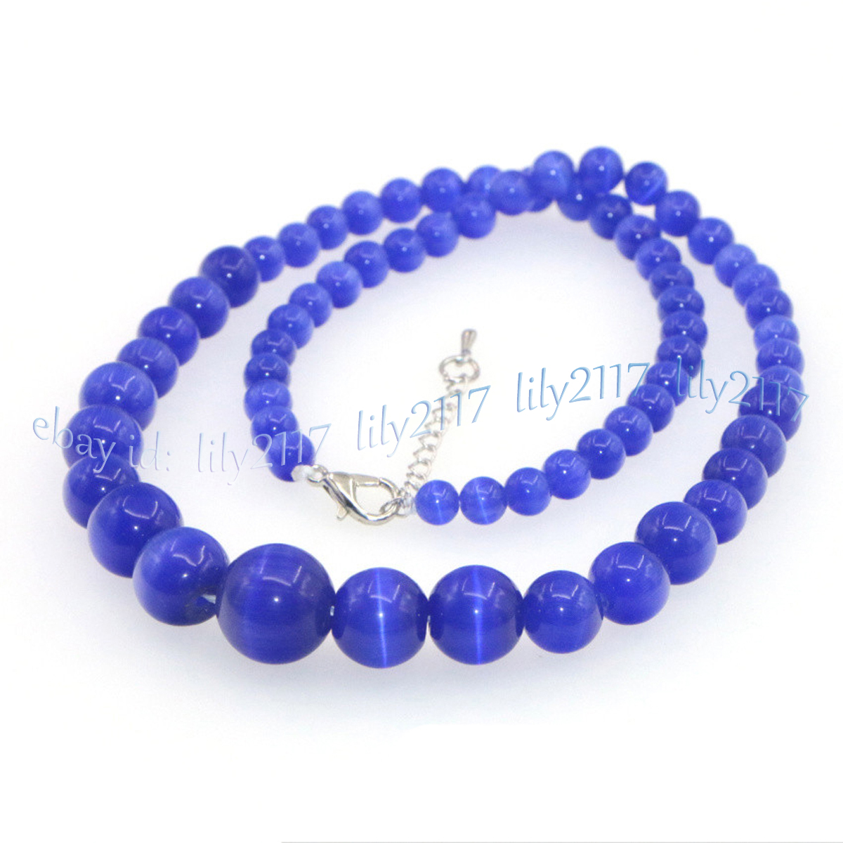 6-14mm Multicolor Mexican Opal Cat's Eye Gemstone Round Beads Necklace 14-36'' - Picture 30 of 31