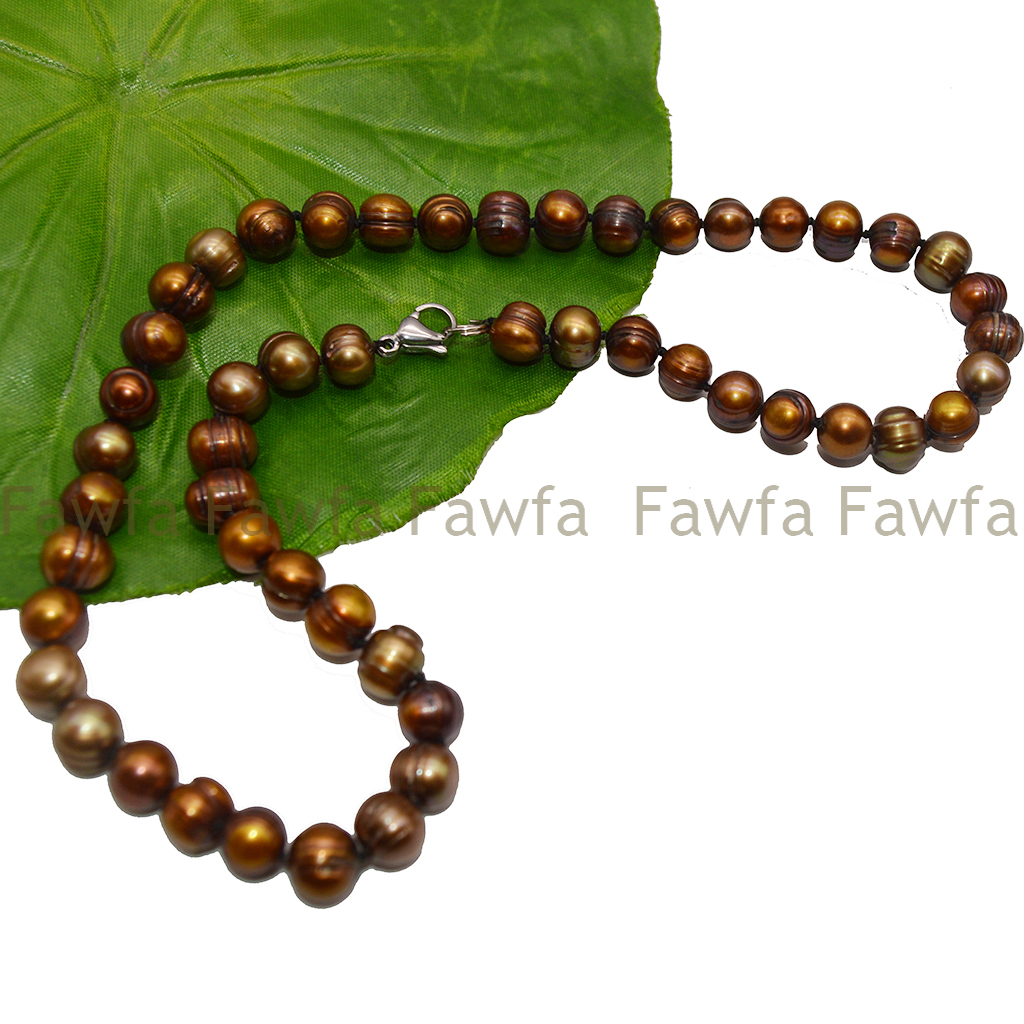 8-9mm Genuine Natural Brown South Sea Freshwater Cultured Pearl Necklace 16-48''