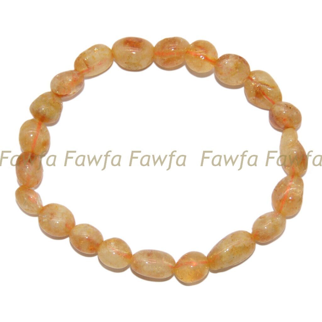 8-10mm Natural Assorted Gemstone Irregular Freeform Beads Elastic Bracelet 7.5”
