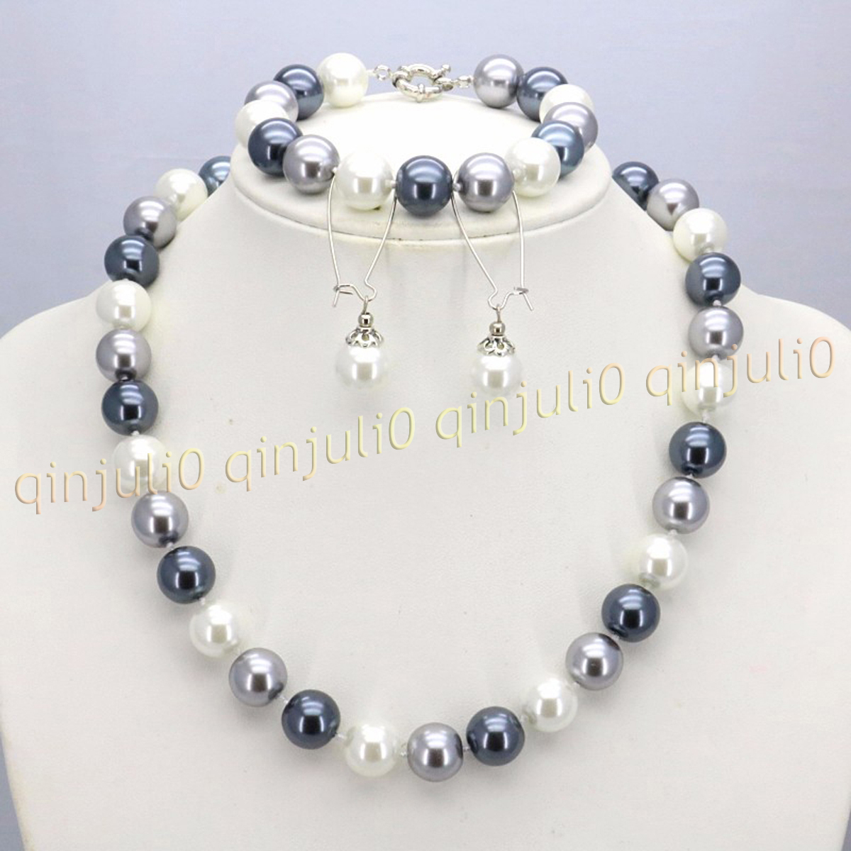 8-12mm South Sea Shell Pearl Round Beads Necklace Bracelet Earrings Set 18'' - Picture 15 of 58