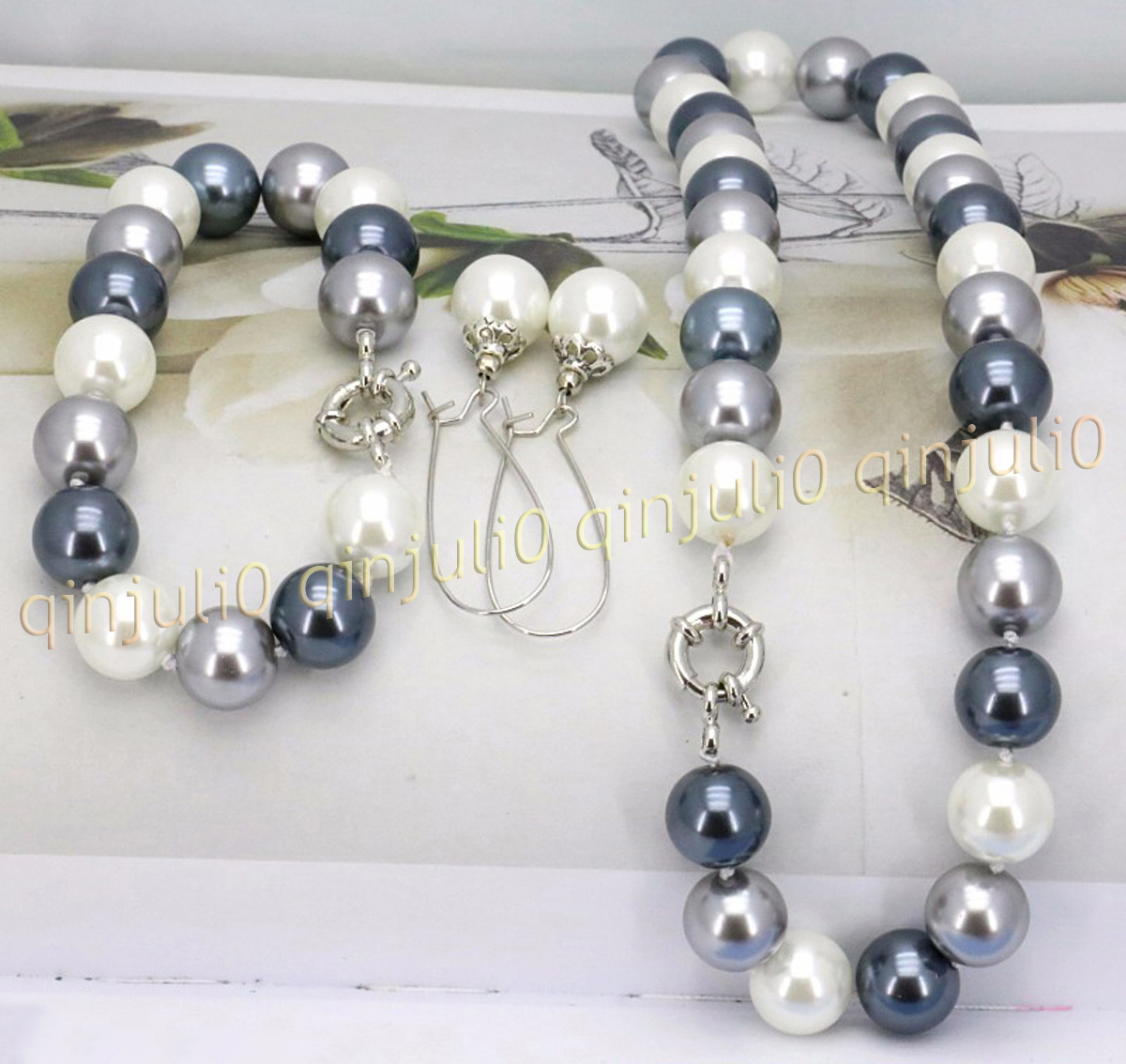 8-12mm South Sea Shell Pearl Round Beads Necklace Bracelet Earrings Set 18'' - Picture 16 of 58