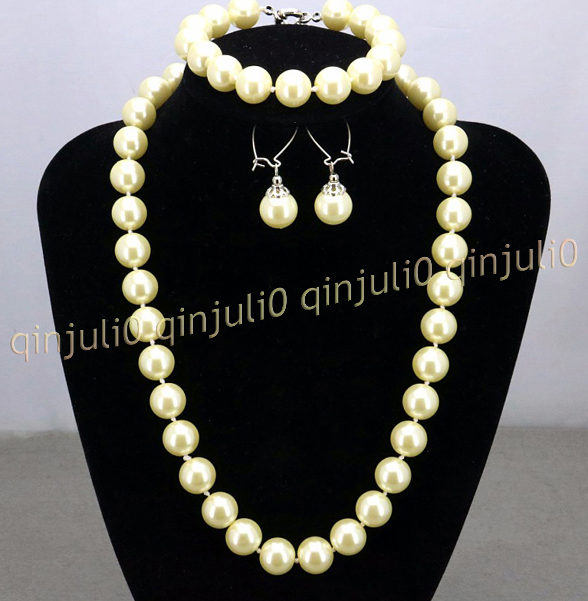 8-12mm South Sea Shell Pearl Round Beads Necklace Bracelet Earrings Set 18'' - Picture 22 of 58