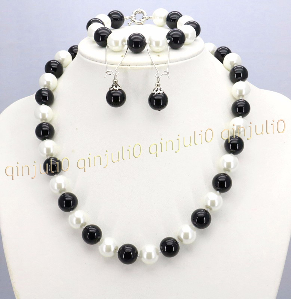 8-12mm South Sea Shell Pearl Round Beads Necklace Bracelet Earrings Set 18'' - Picture 29 of 58