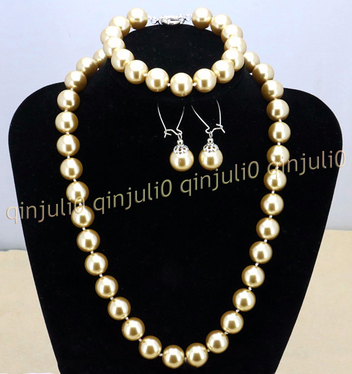 8-12mm South Sea Shell Pearl Round Beads Necklace Bracelet Earrings Set 18'' - Picture 37 of 58