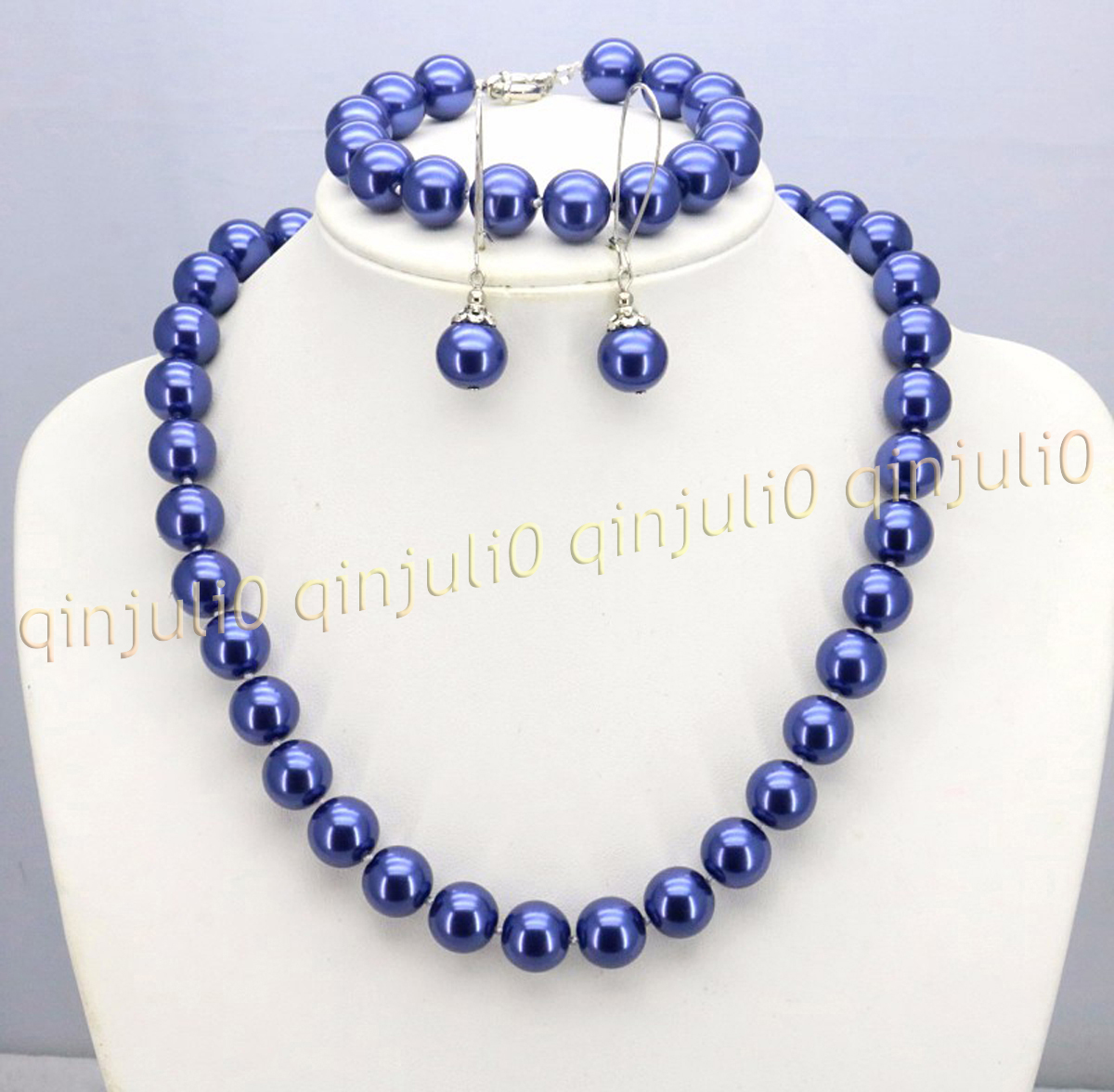 8-12mm South Sea Shell Pearl Round Beads Necklace Bracelet Earrings Set 18'' - Picture 45 of 58