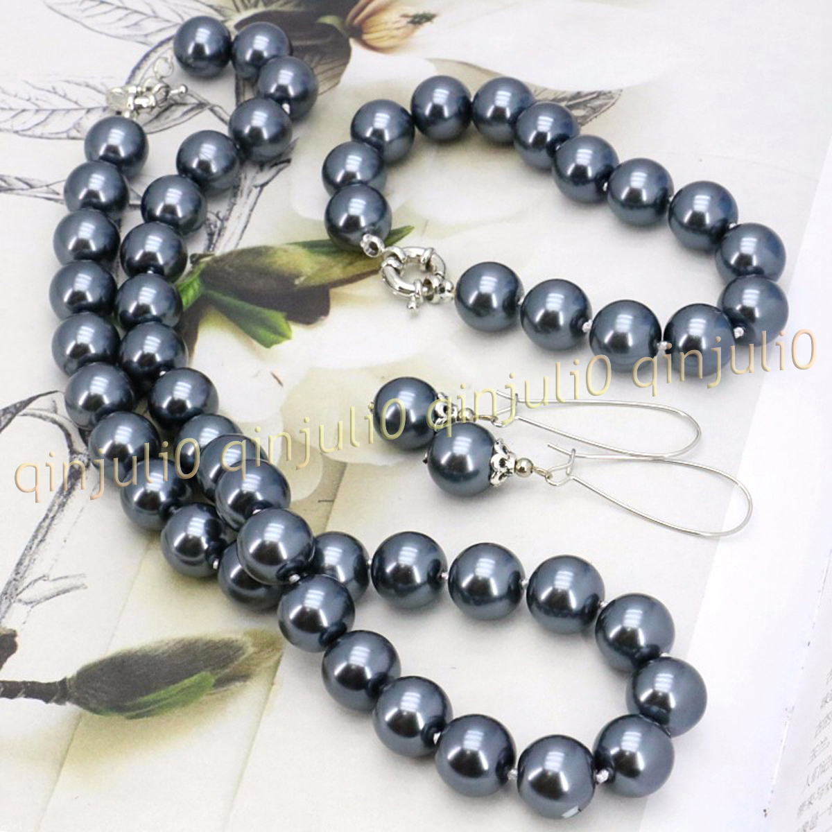 8-12mm South Sea Shell Pearl Round Beads Necklace Bracelet Earrings Set 18'' - Picture 52 of 58