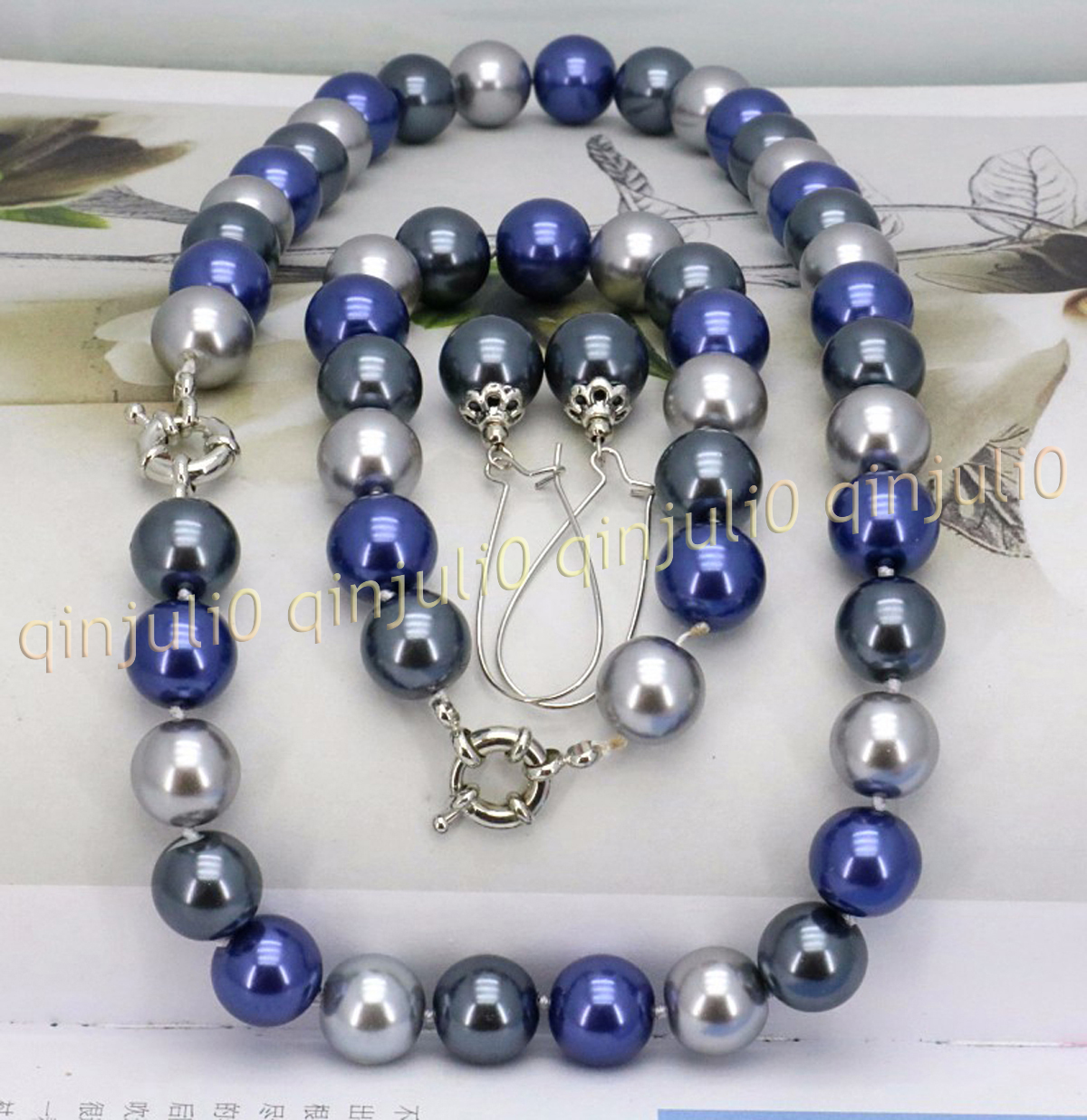 8-12mm South Sea Shell Pearl Round Beads Necklace Bracelet Earrings Set 18'' - Picture 55 of 58