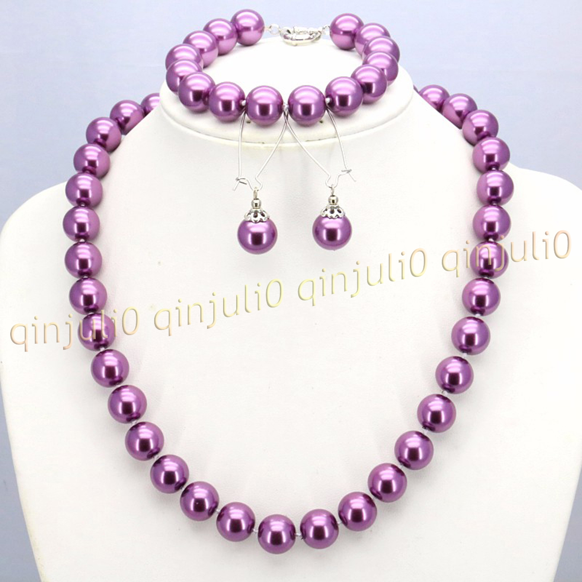 8-12mm South Sea Shell Pearl Round Beads Necklace Bracelet Earrings Set 18'' - Picture 57 of 58