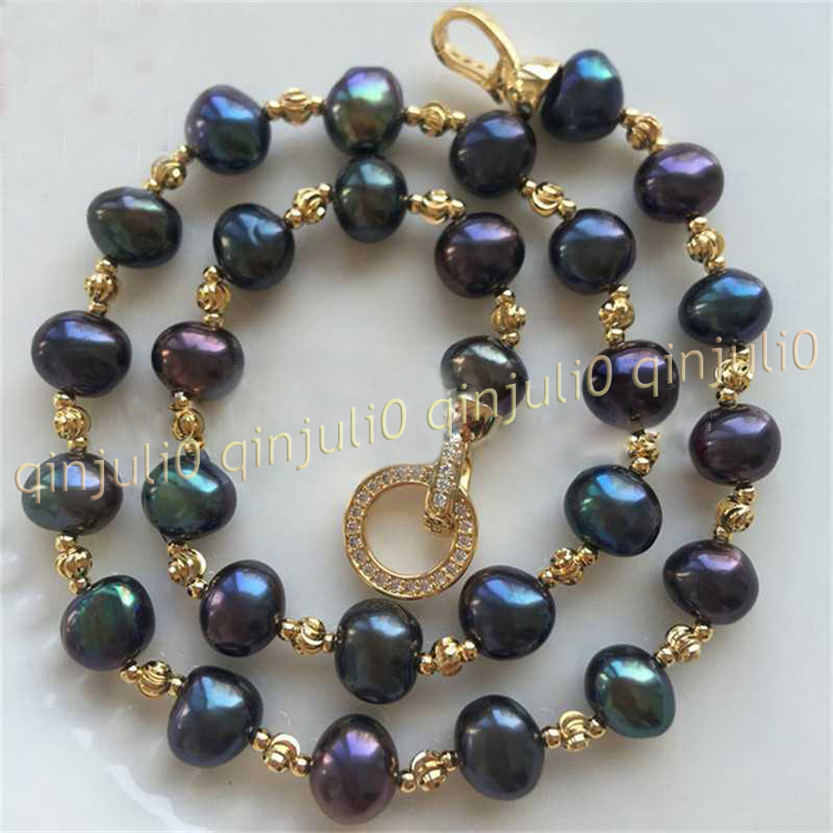 Elegant 7-13mm Natural South Sea Black Freshwater Baroque Pearl Necklace 14-36''