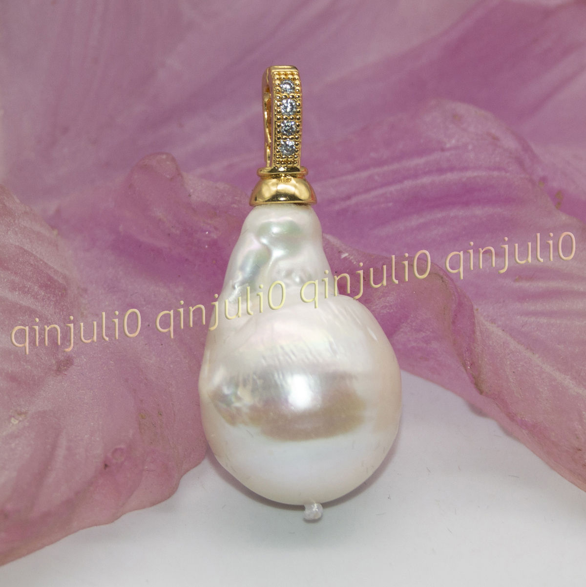 Huge 15x20mm Real Natural Multicolor Keshi Baroque Pearl Pendant 14K Gold Plated - Picture 25 of 55