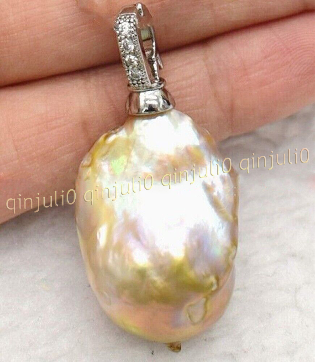 Huge 15x20mm Real Natural Multicolor Keshi Baroque Pearl Pendant 14K Gold Plated - Picture 32 of 55