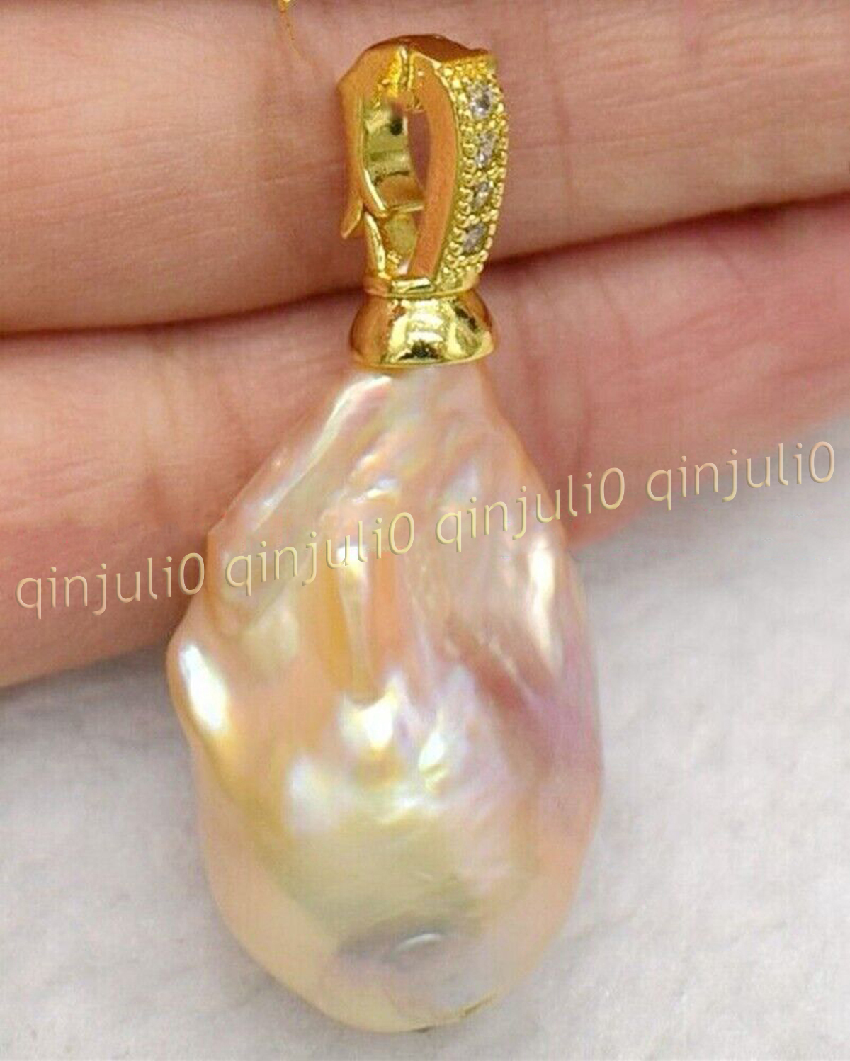 Huge 15x20mm Real Natural Multicolor Keshi Baroque Pearl Pendant 14K Gold Plated - Picture 33 of 55