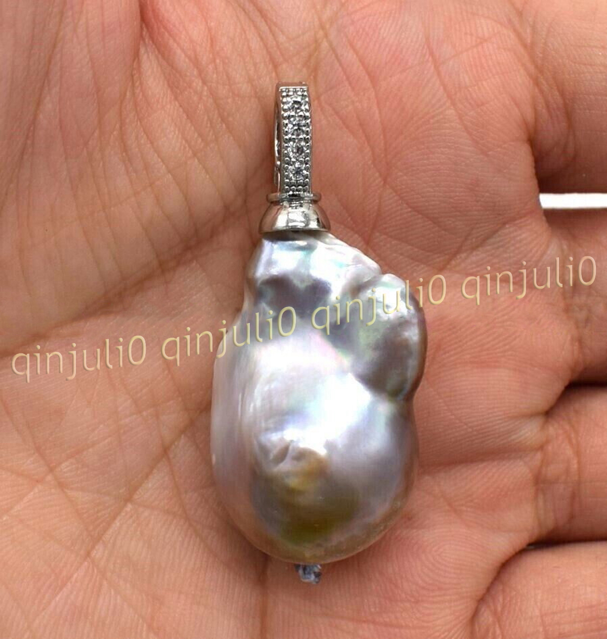 Huge 15x20mm Real Natural Multicolor Keshi Baroque Pearl Pendant 14K Gold Plated - Picture 34 of 55