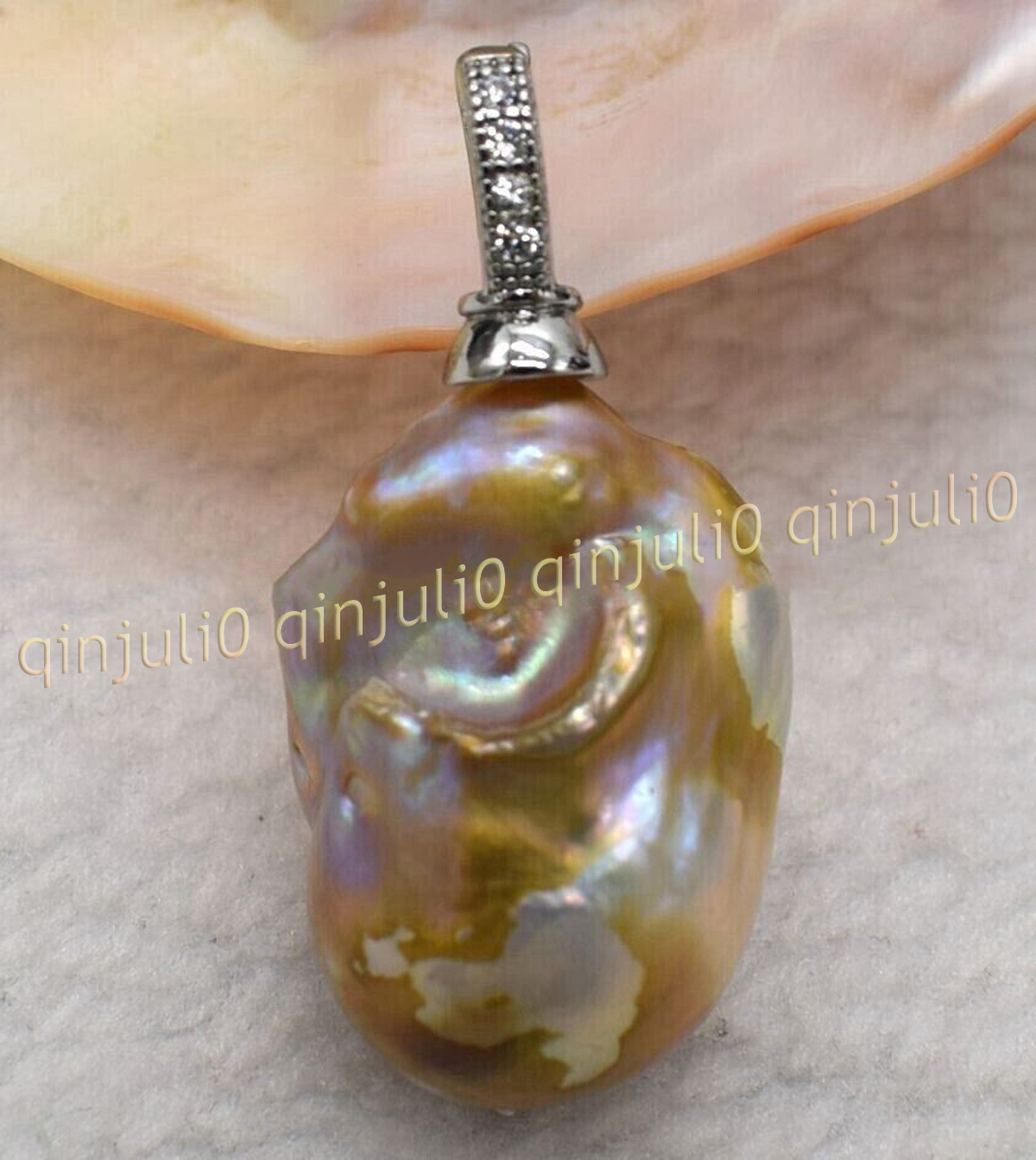 Huge 15x20mm Real Natural Multicolor Keshi Baroque Pearl Pendant 14K Gold Plated - Picture 54 of 55