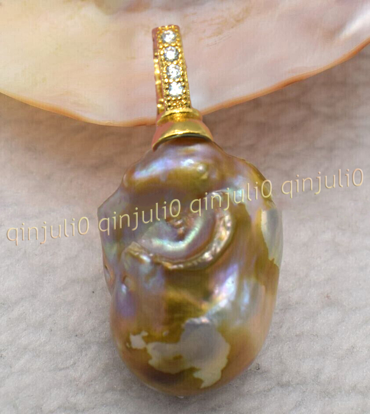 Huge 15x20mm Real Natural Multicolor Keshi Baroque Pearl Pendant 14K Gold Plated - Picture 55 of 55