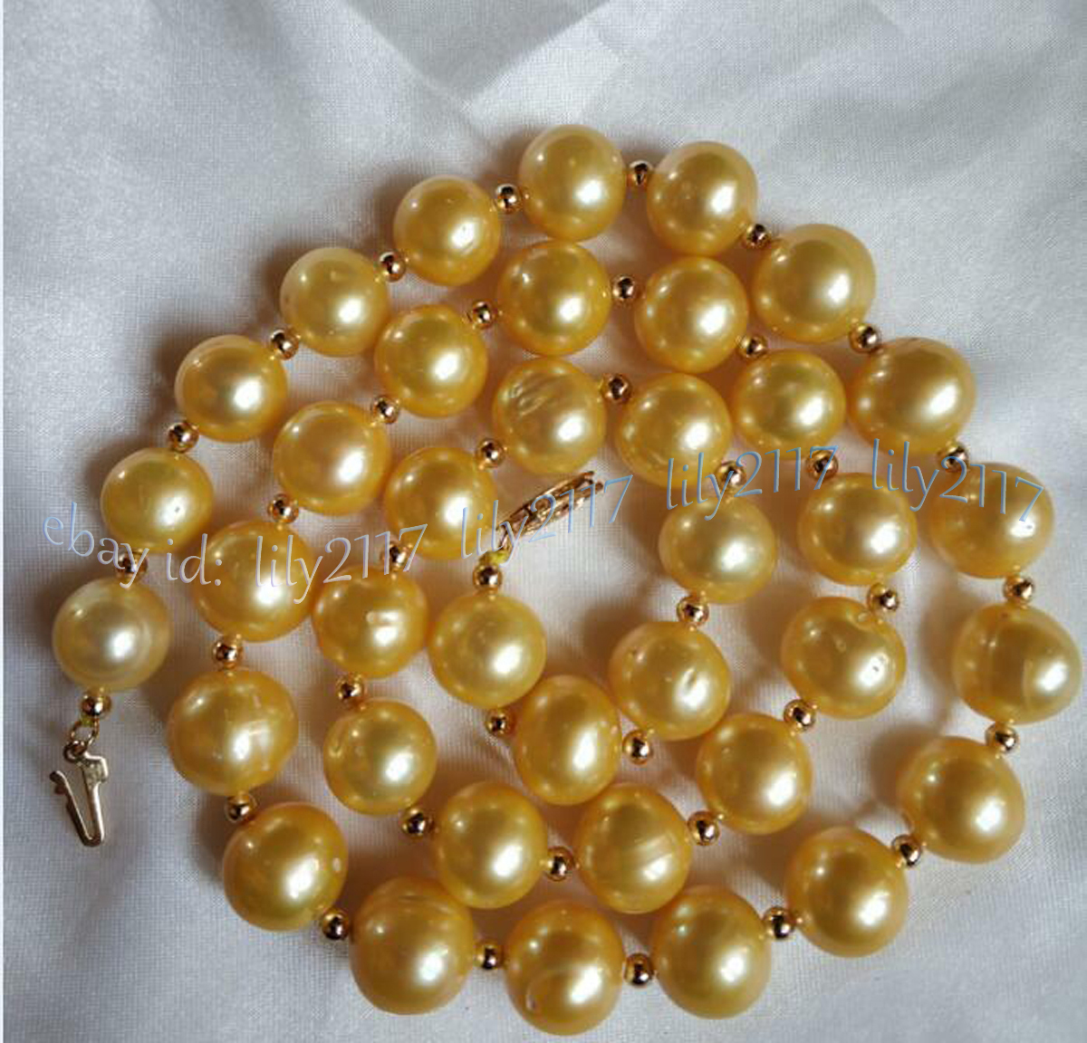 36-Inch Natural South Sea Golden Pearl Necklace – 14K Gold Clasp
