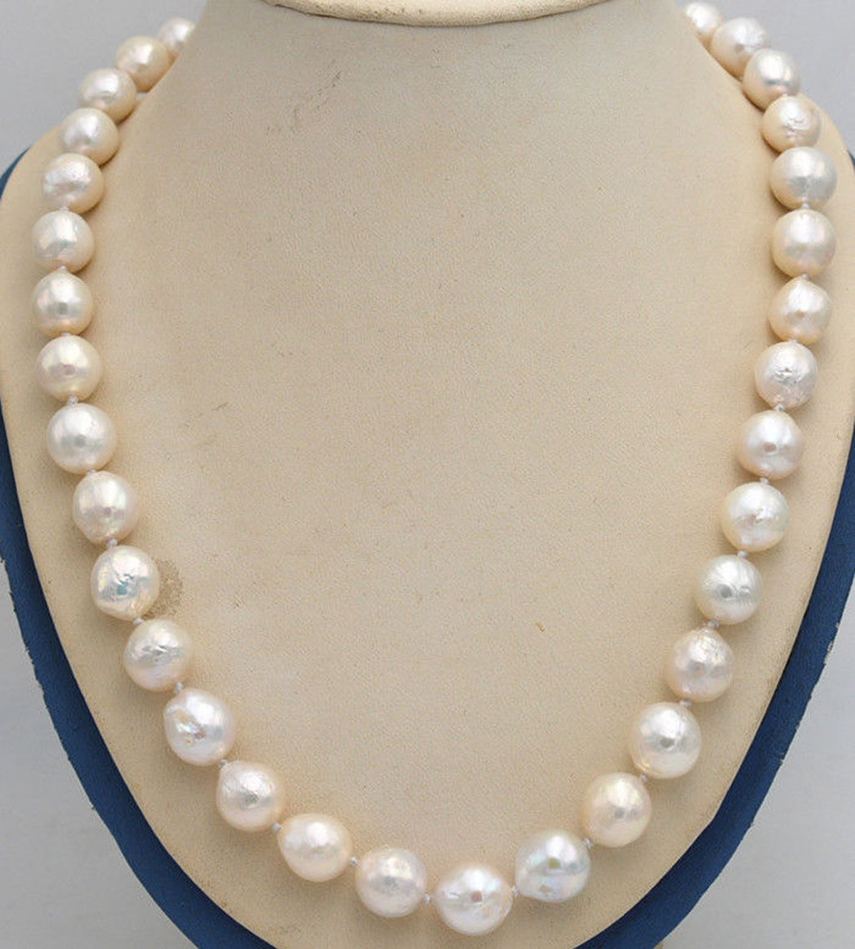 Huge 11-12mm Real Natural White South Sea Baroque Edison Pearl Necklace 14-36'' - Picture 8 of 18