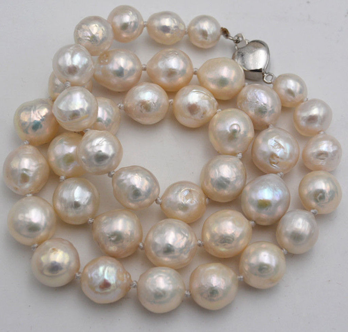 Huge 11-12mm Real Natural White South Sea Baroque Edison Pearl Necklace 14-36'' - Picture 14 of 18