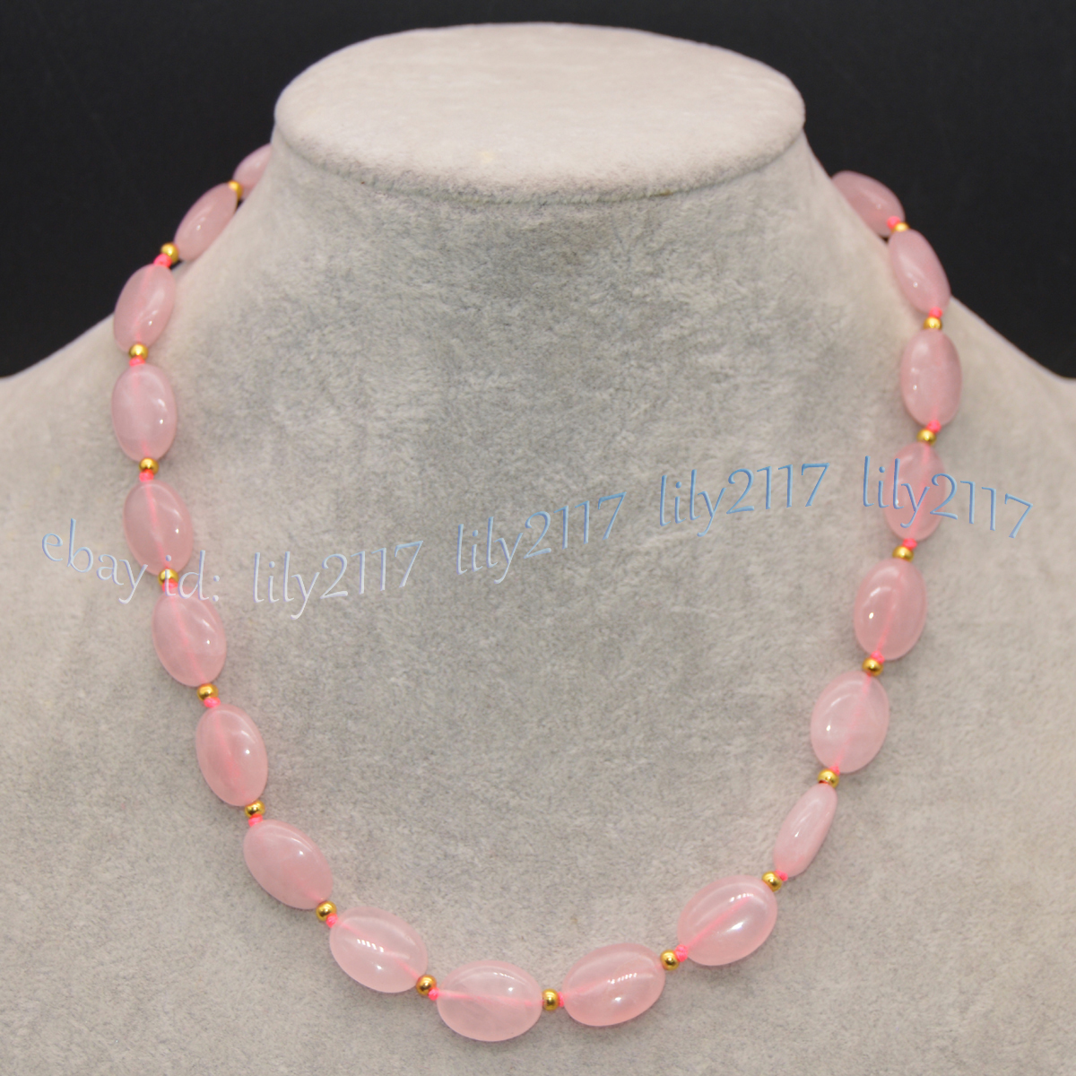 Natual Pink Rose Quartz Flat Oval Gemstone Beads Necklace 14-48 inches 12x16mm