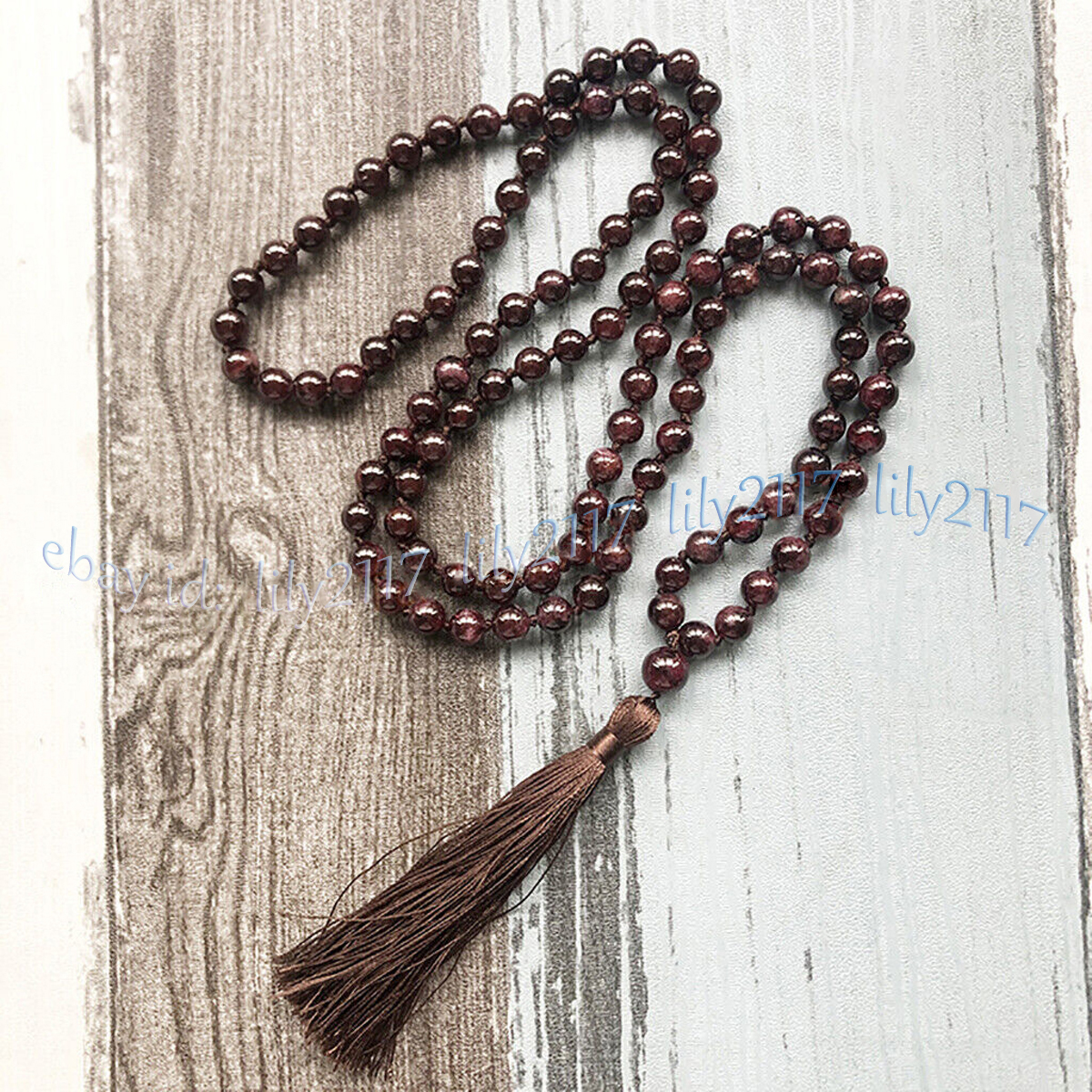 Deep Red Garnet 108 Prayer Beads Tibet Buddhist Mala Necklace Meditation 6-12mm