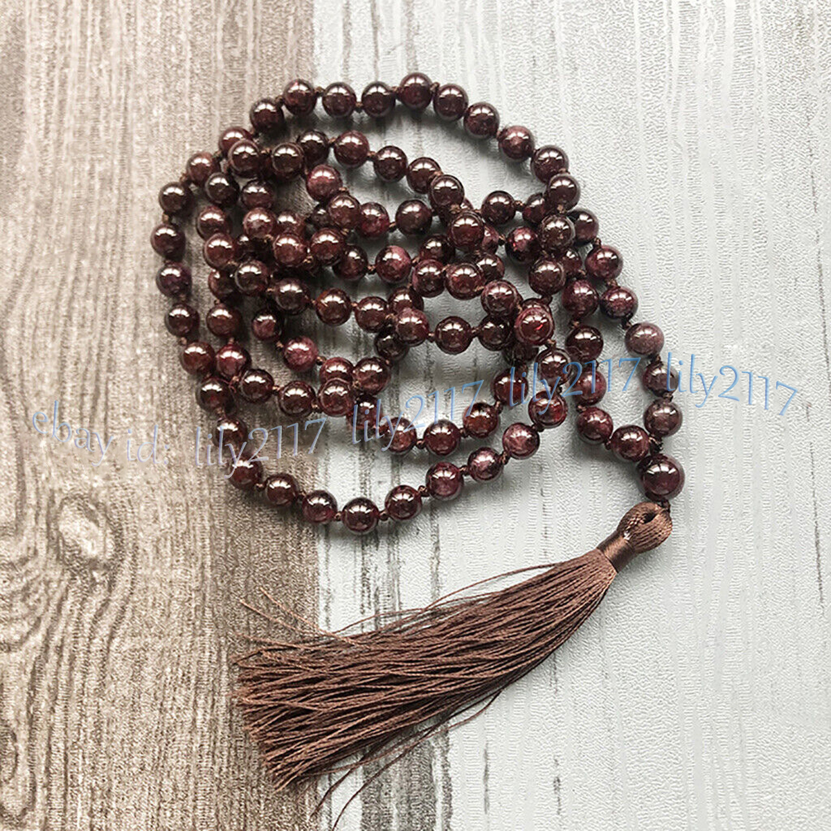 Deep Red Garnet 108 Prayer Beads Tibet Buddhist Mala Necklace Meditation 6-12mm