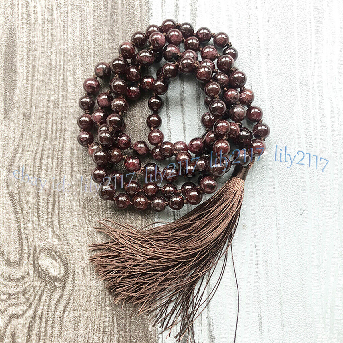 Deep Red Garnet 108 Prayer Beads Tibet Buddhist Mala Necklace Meditation 6-12mm