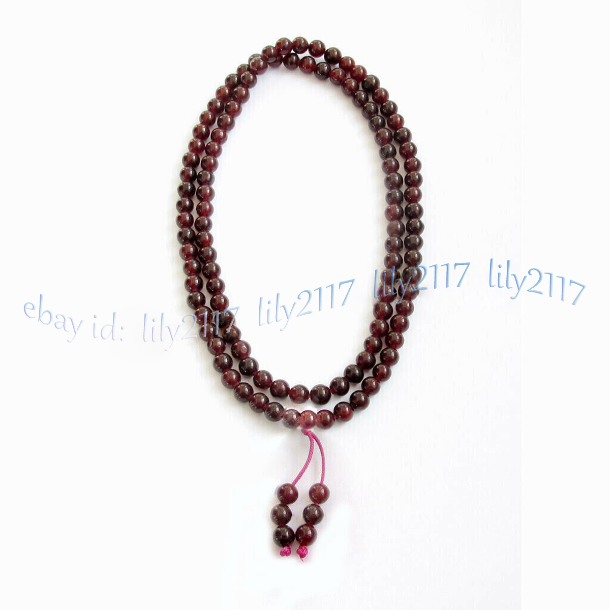 Natural Dark Red Garnet 108 Prayer Beads Tibet Buddhist Mala Necklace Meditation