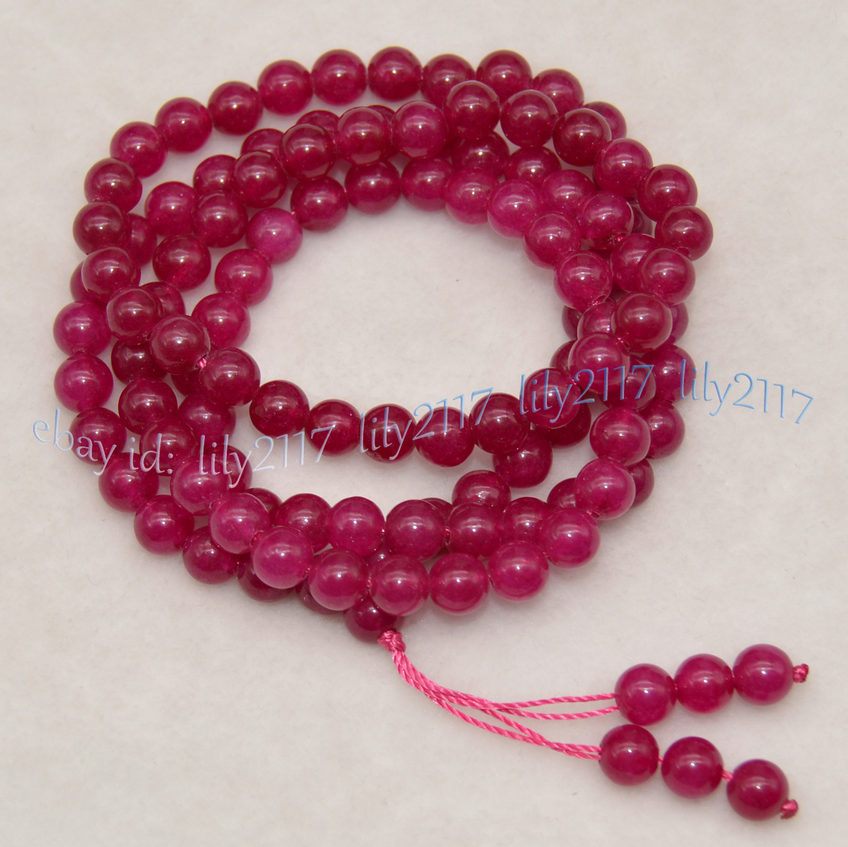 Natural Gemstone 108 Player Beads Tibet Buddhist Mala Necklace Meditation Rosary